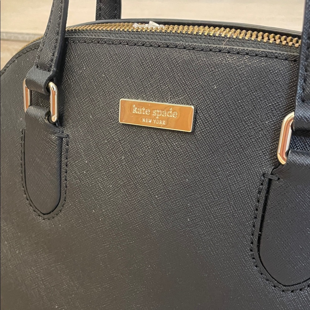 kate spade ♠️ NWT Black Saffiano Dome Satchel with Gold Accent “Laurel Way” - Picture 2 of 7